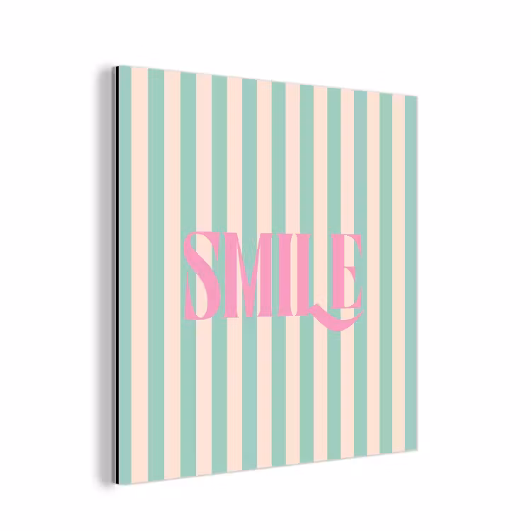 Roze - Groen - Strepen - Smile aluminium wit klein -3d