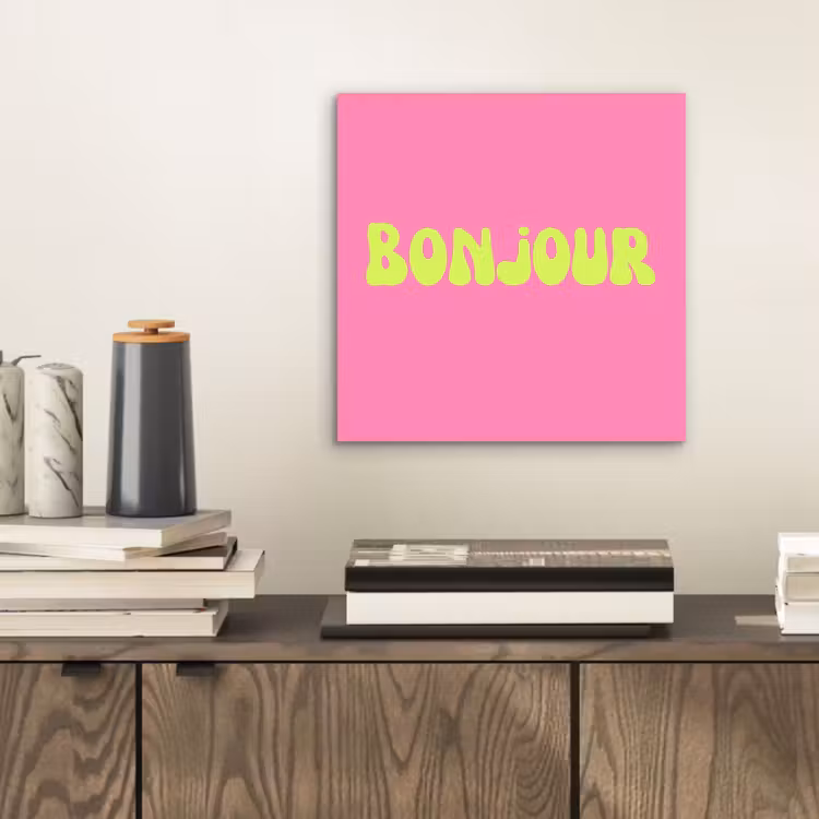 Roze - Groene bonjour - Organisch aluminium wit klein -sfeer1