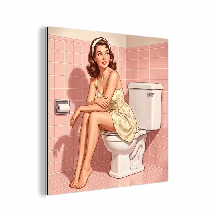 Roze - Retro - Vrouw aluminium wit klein -3d