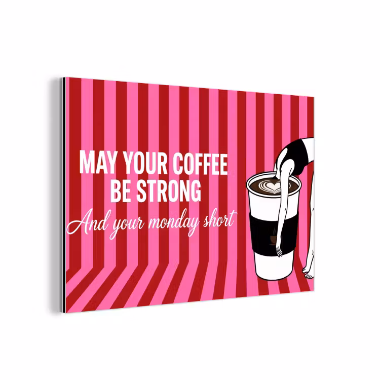 Roze - Strepen - Koffie - Maandag aluminium wit klein -3d