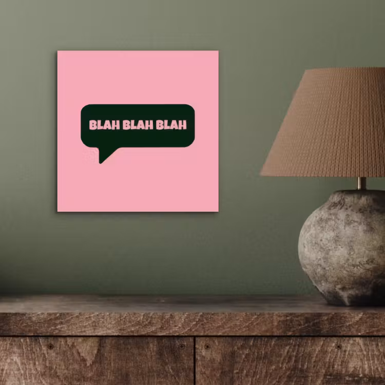 Roze - Tekstwolk - Groen - BLAH BLAH BLAH aluminium wit klein -sfeer2