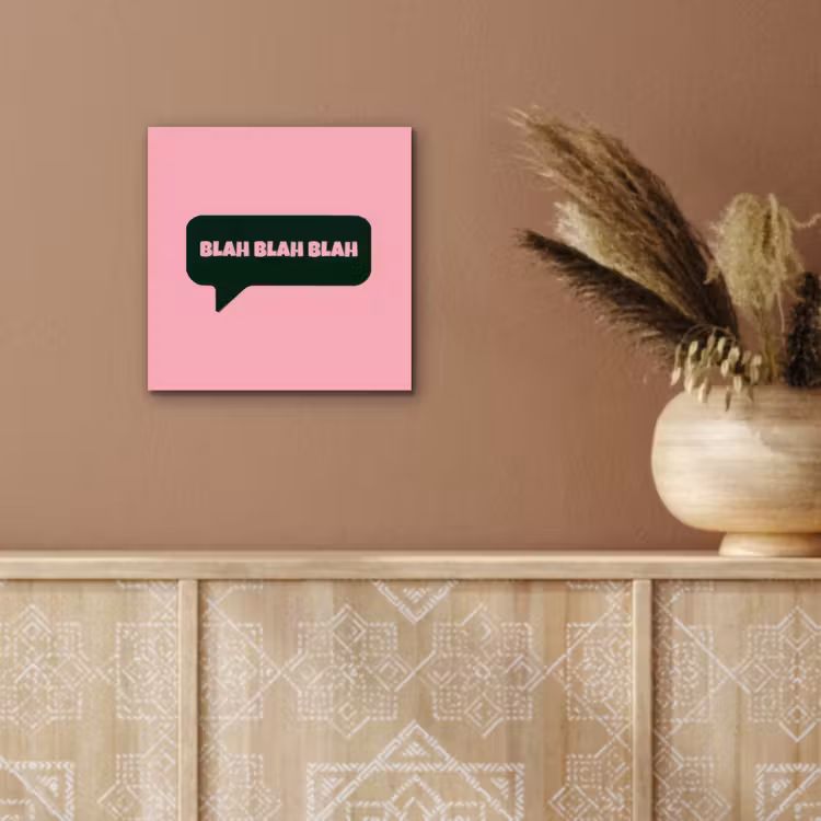 Roze - Tekstwolk - Groen - BLAH BLAH BLAH aluminium wit klein -sfeer4