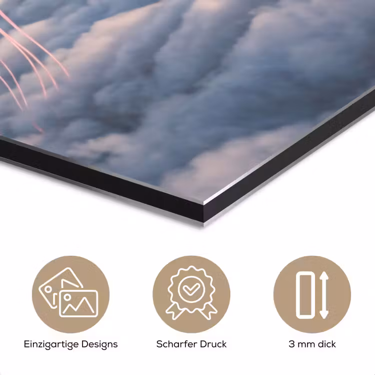 Alu-Dibond-Bild - Rosa Tier – Wolken - Roze dier - Wolken aluminium wit klein