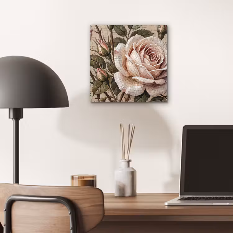 Roos - Mozaïek - Bloemen - Klassiek - Beige aluminium wit klein -sfeer5