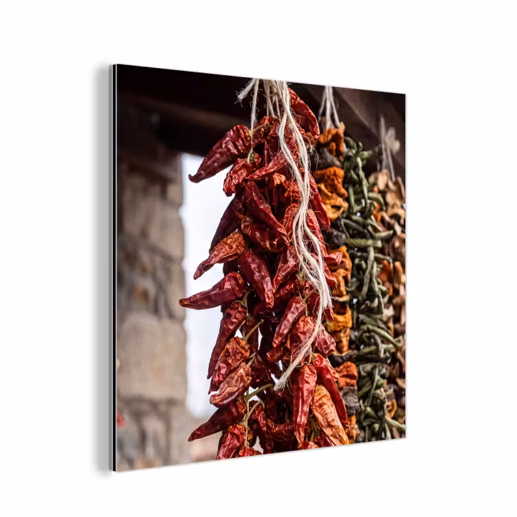 Alu-Dibond-Bild - Rote Chilischoten – Essen - Rode pepers - Eten aluminium wit klein