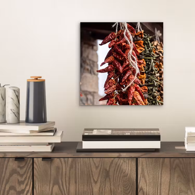 Alu-Dibond-Bild - Rote Chilischoten – Essen - Rode pepers - Eten aluminium wit klein