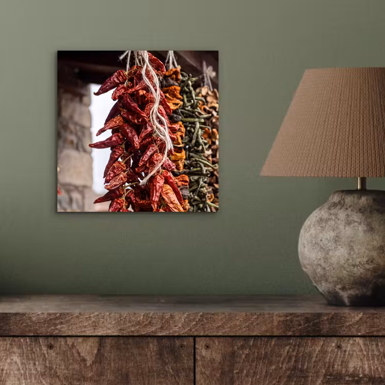 Alu-Dibond-Bild - Rote Chilischoten – Essen - Rode pepers - Eten aluminium wit klein