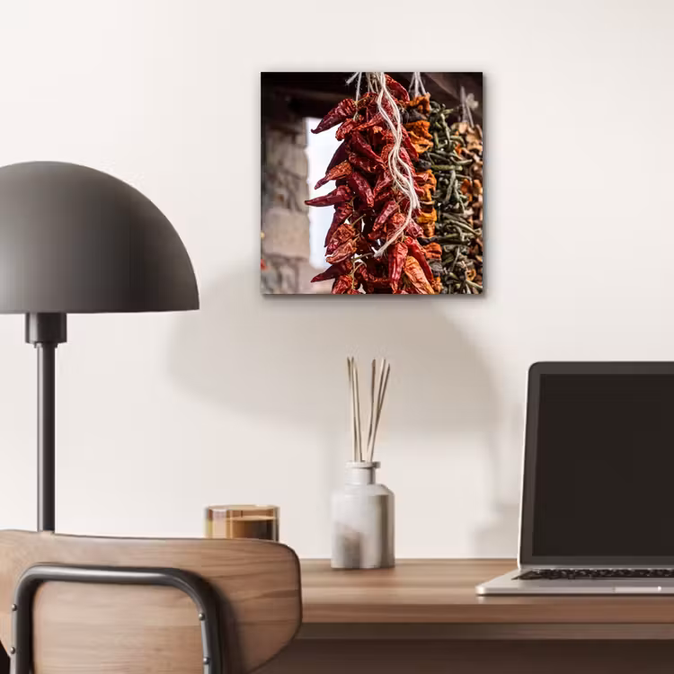Alu-Dibond-Bild - Rote Chilischoten – Essen - Rode pepers - Eten aluminium wit klein