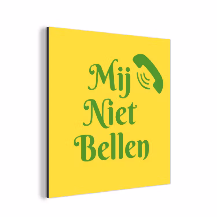 Mij niet bellen - Telefoon - Geel aluminium wit klein -3d