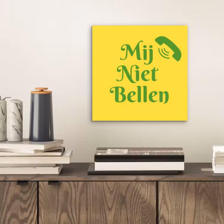 Mij niet bellen - Telefoon - Geel aluminium wit klein -sfeer1