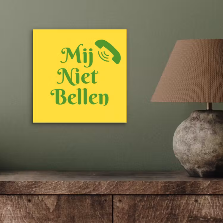 Mij niet bellen - Telefoon - Geel aluminium wit klein -sfeer2