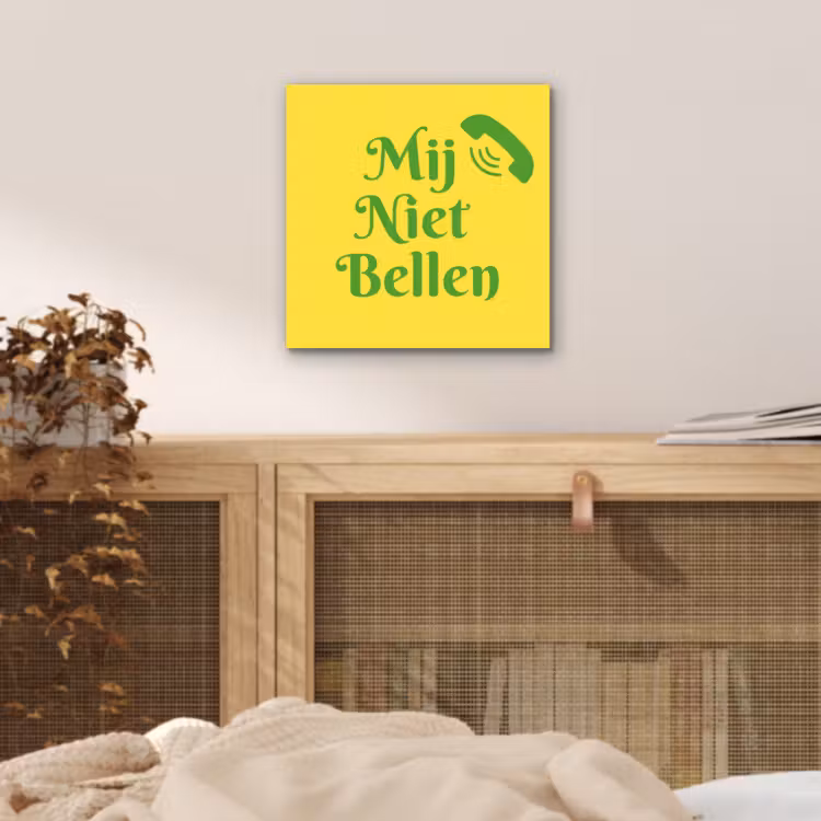 Mij niet bellen - Telefoon - Geel aluminium wit klein -sfeer3