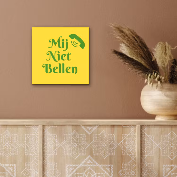 Mij niet bellen - Telefoon - Geel aluminium wit klein -sfeer4