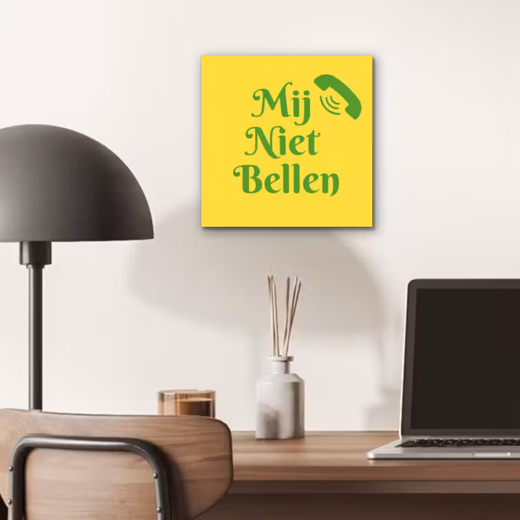 Mij niet bellen - Telefoon - Geel aluminium wit klein -sfeer5