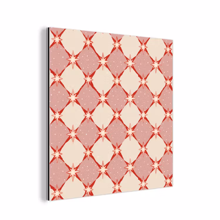 Ruiten - Sterren - Vintage - Oudroze - Rood aluminium wit klein 46 -3d