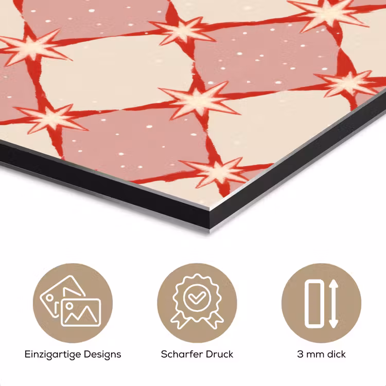 Ruiten - Sterren - Vintage - Oudroze - Rood aluminium wit klein 46 -closeup_DE