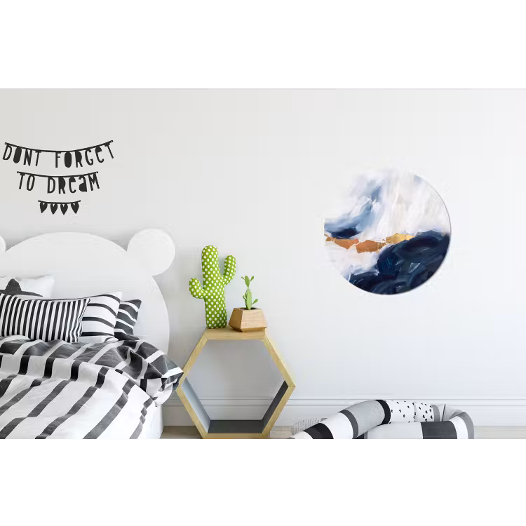 Abstract - Acryl - Blauw - Goud - Elegant Wandcirkel aluminium klein -kinderkamer