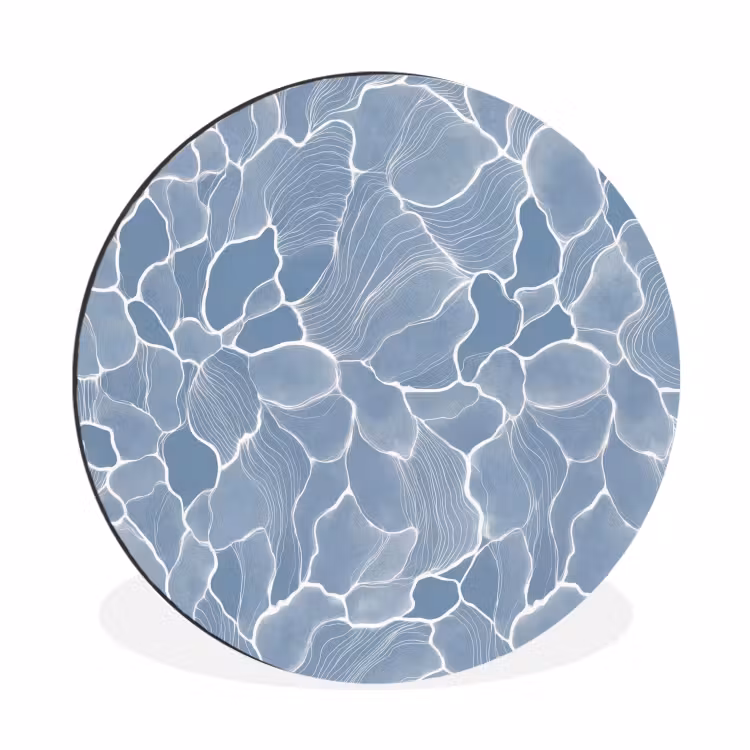 Abstract - Blauw - Bladeren Wandcirkel aluminium klein -3d