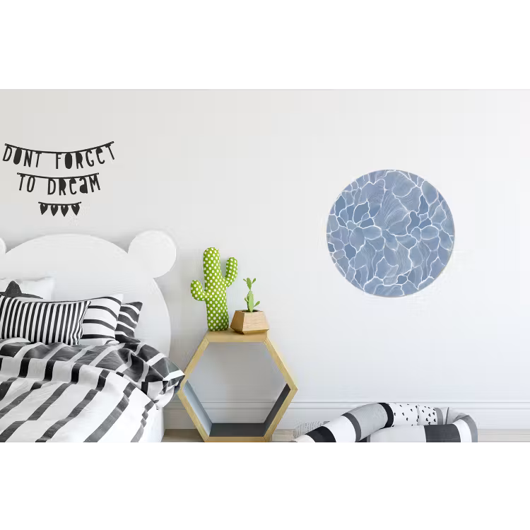 Abstract - Blauw - Bladeren Wandcirkel aluminium klein -kinderkamer