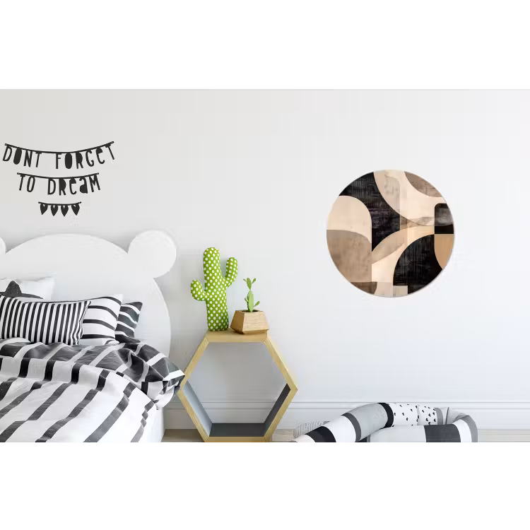 Abstract - Vormen - Modern - Beige Wandcirkel aluminium klein -kinderkamer