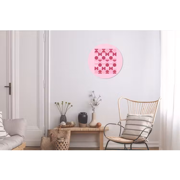 Abstract - Geometrisch - Cirkels - Roze - Modern Wandcirkel aluminium klein -woonkamer