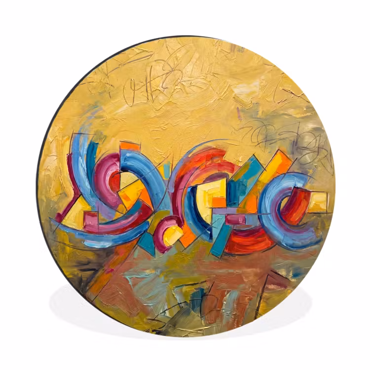 Abstract - Cirkels - Schilderij - Kleurrijk - Dynamisch Wandcirkel aluminium klein -3d