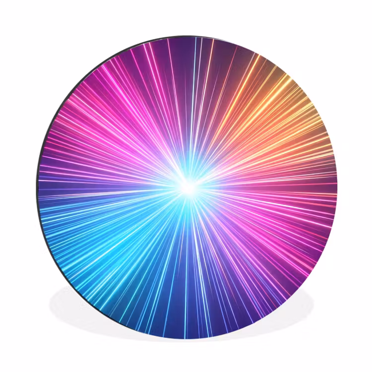 Abstract - Light - Burst - Modern - Colorful Wandcirkel aluminium klein -3d