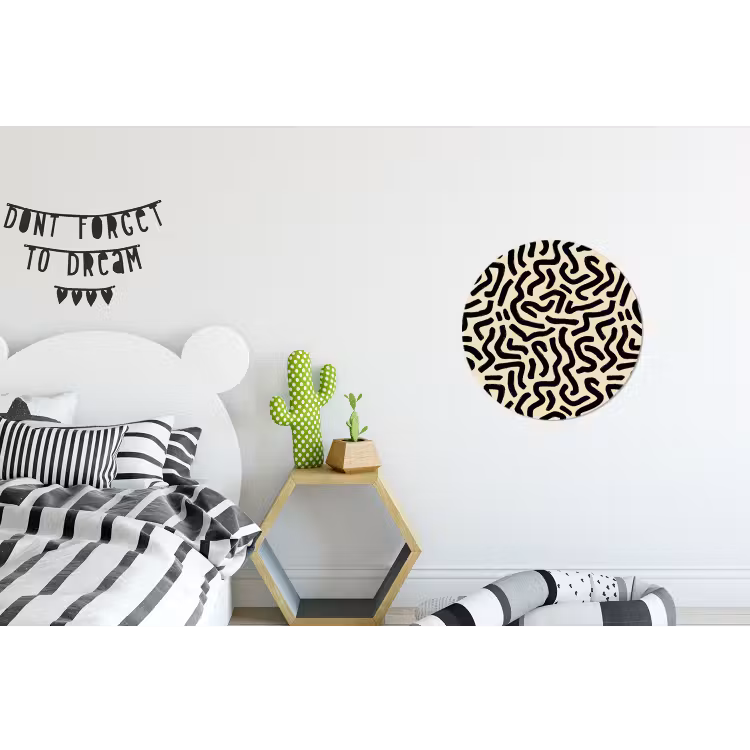 Abstract - Lijnen - Zwart Wandcirkel aluminium klein 190 -kinderkamer