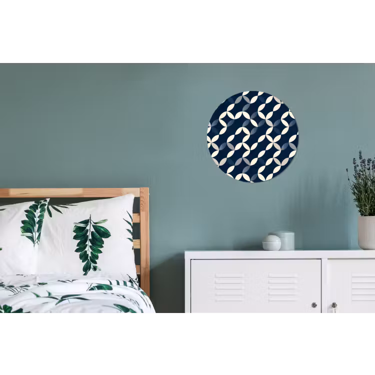 Abstract - Patroon - Blauw Wandcirkel aluminium klein 190 -slaapkamer