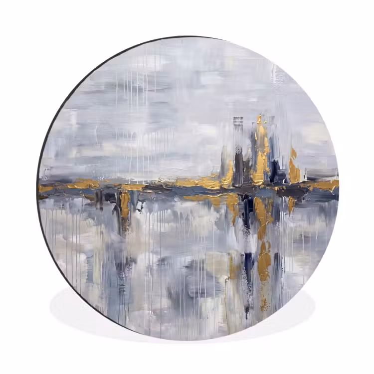 Abstract - Structuur - Goud - Grijs - Modern Wandcirkel aluminium klein -3d