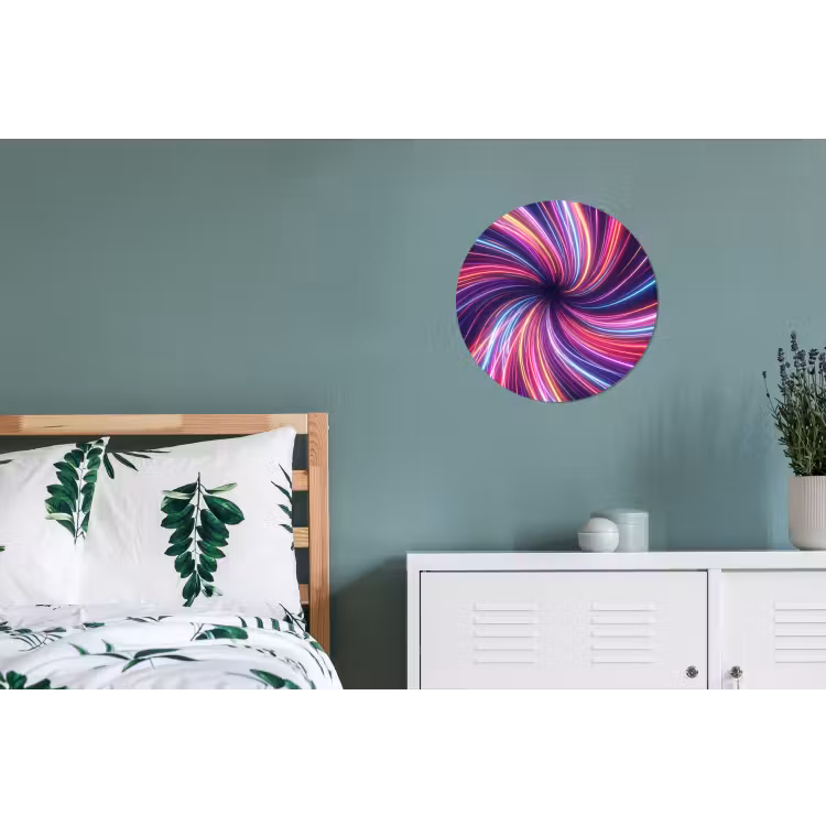 Abstract - Swirl - Futuristic - Neon Wandcirkel aluminium klein -slaapkamer