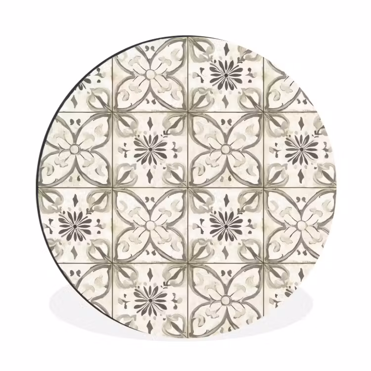 Antiek - Tegel - Beige Wandcirkel aluminium klein 190 -3d