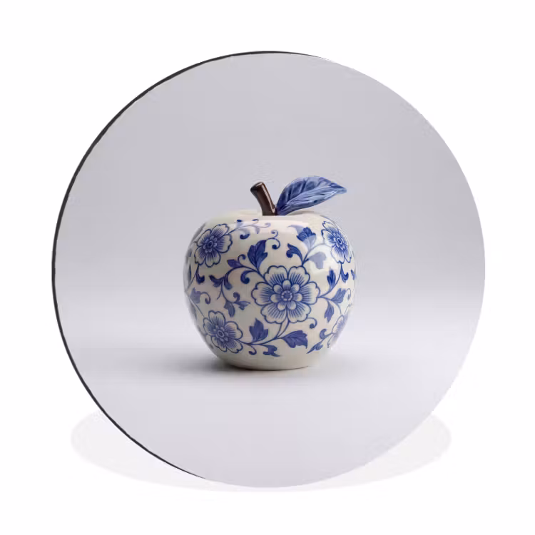 Appel - Blauw - Klassiek Wandcirkel aluminium klein -3d