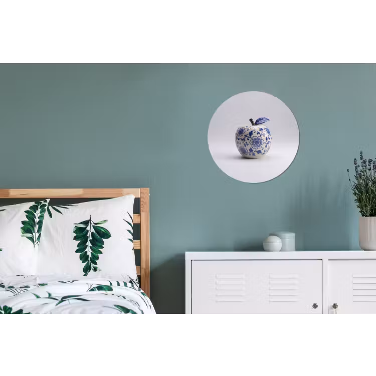 Appel - Blauw - Klassiek Wandcirkel aluminium klein -slaapkamer