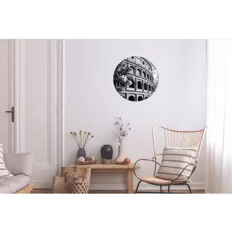 Architectuur - Colosseum - Rome - Historisch - Zwart-wit Wandcirkel aluminium klein -woonkamer
