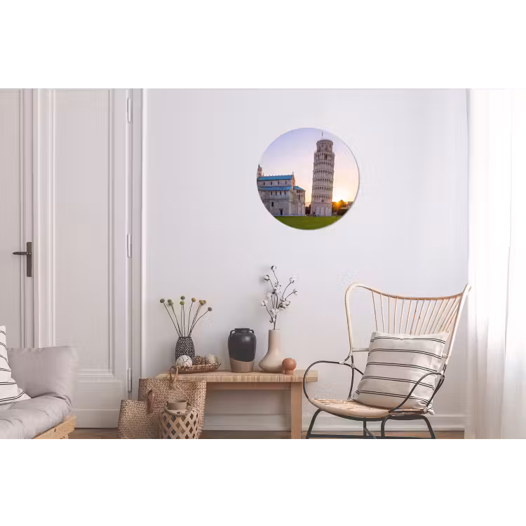 Architectuur - Toren - Pisa - Italië - Zonsondergang Wandcirkel aluminium klein -woonkamer