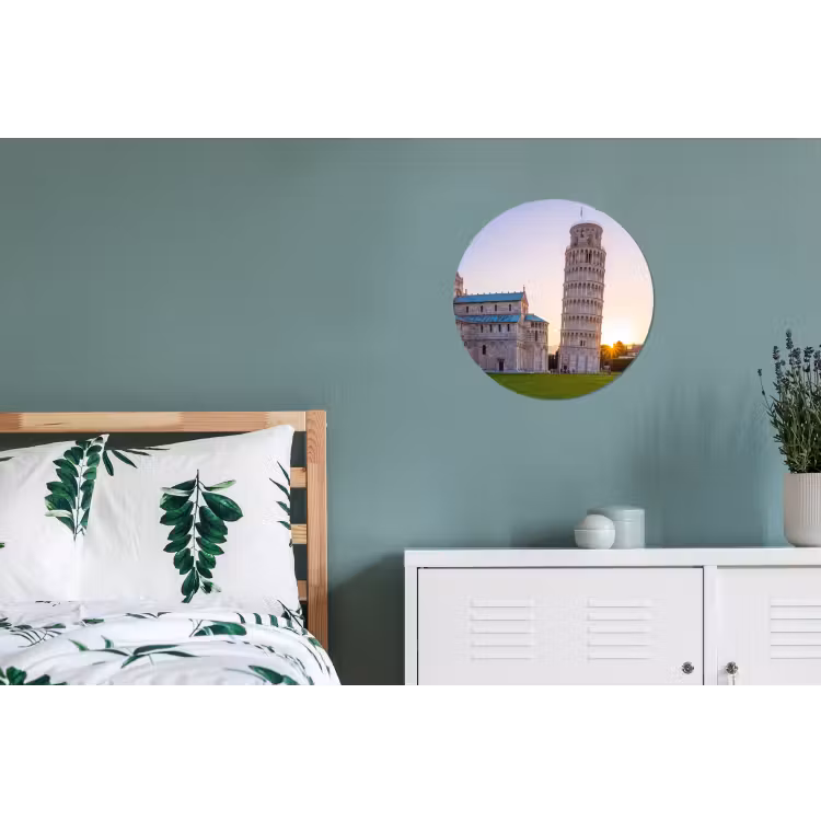 Architectuur - Toren - Pisa - Italië - Zonsondergang Wandcirkel aluminium klein -slaapkamer