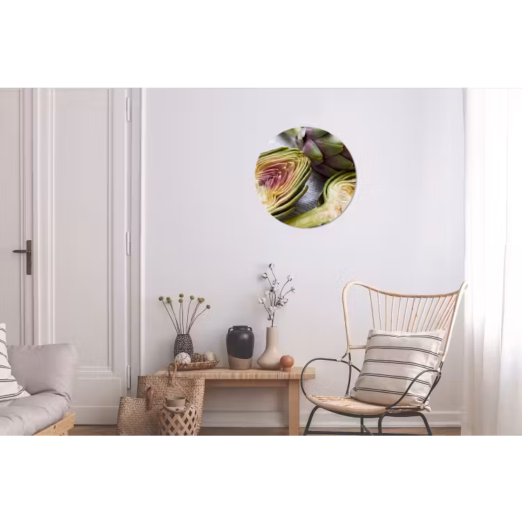 Alu-Dibond-Bild Rund - Artischocke – aufgeschnitten – Essen - Artisjok - Doorgesneden - Eten Wandcirkel aluminium klein