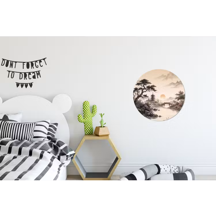 Azië - Landschap - Kleurrijk Wandcirkel aluminium klein -kinderkamer