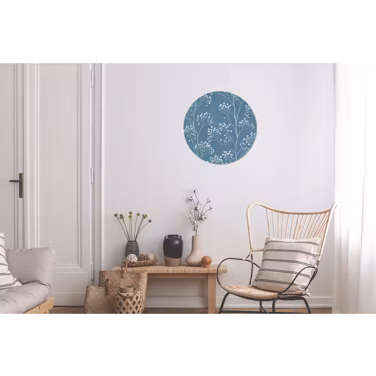 Takken - Bessen - Patroon - Lichtblauw Wandcirkel aluminium klein 190 -woonkamer