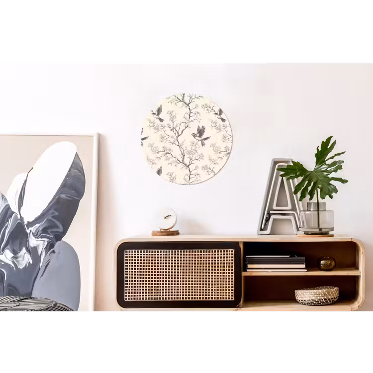 Takken - Vogels - Beige Wandcirkel aluminium klein 190 -kantoor