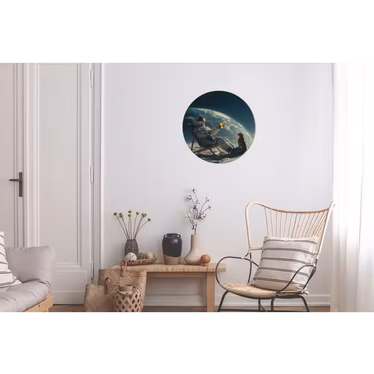 Astronaut - Kat - Glas - Stoel Wandcirkel aluminium klein -woonkamer
