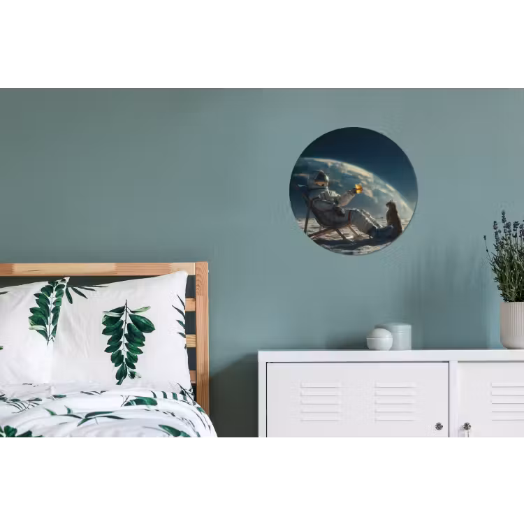 Astronaut - Kat - Glas - Stoel Wandcirkel aluminium klein -slaapkamer