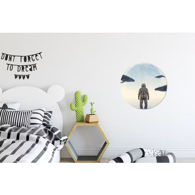 Alu-Dibond-Bild Rund - Astronaut – Wal – Fantasie - Ruimtevaarder - Walvis - Fantasie Wandcirkel aluminium klein