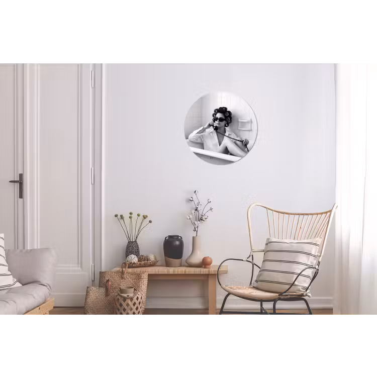 Bad - Vrouw - Zwart - Wit Wandcirkel aluminium klein -woonkamer
