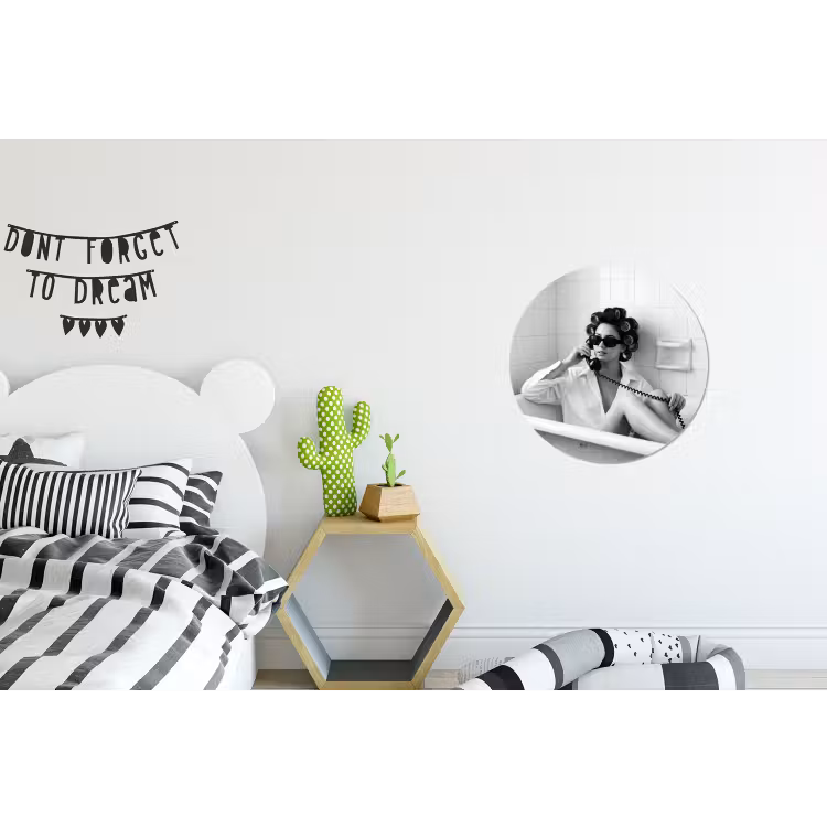 Bad - Vrouw - Zwart - Wit Wandcirkel aluminium klein -kinderkamer