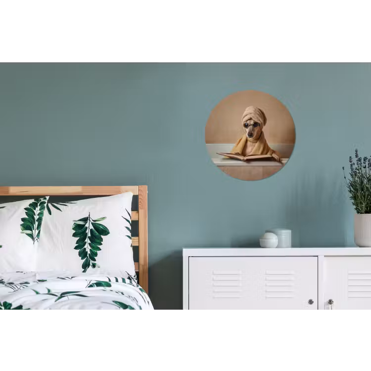 Bad - Hond - Boek - Zonnebril Wandcirkel aluminium klein -slaapkamer