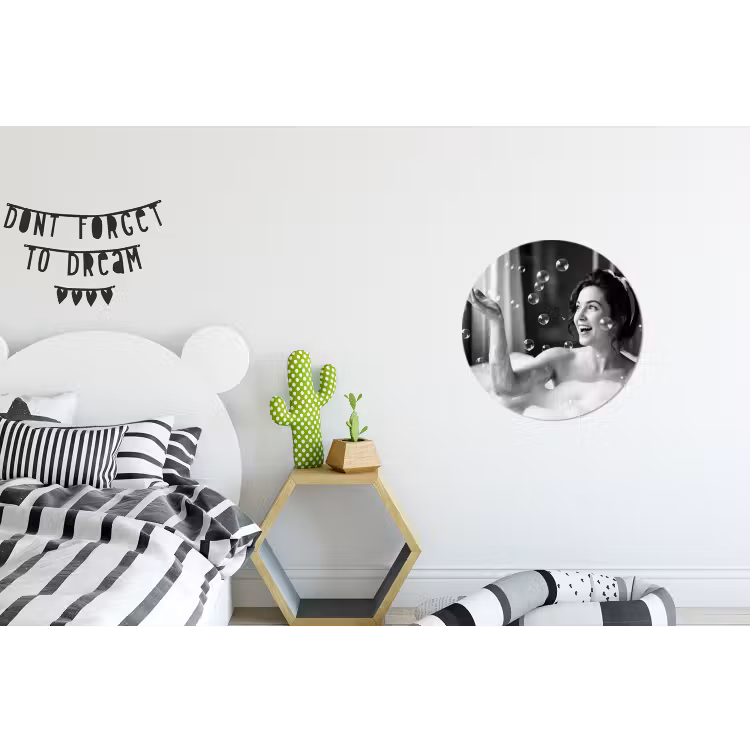 Bad - Bubbels - Zwart - Wit Wandcirkel aluminium klein -kinderkamer