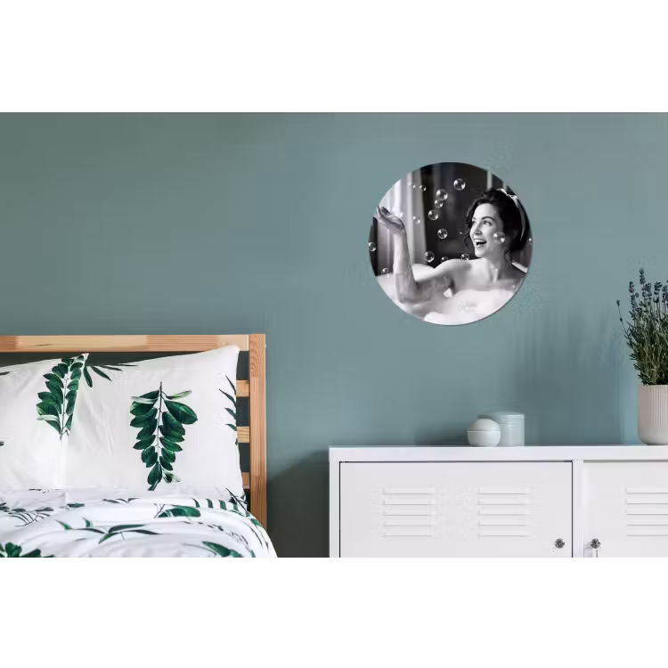 Bad - Bubbels - Zwart - Wit Wandcirkel aluminium klein -slaapkamer