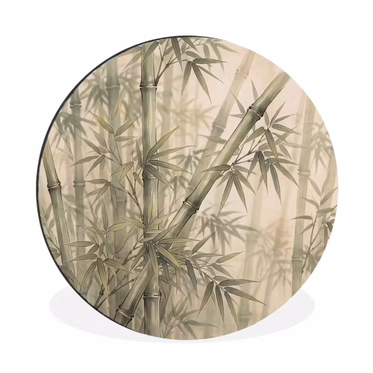 Bamboe - Bladeren - Aziatisch - Groen - Natuur Wandcirkel aluminium klein -3d